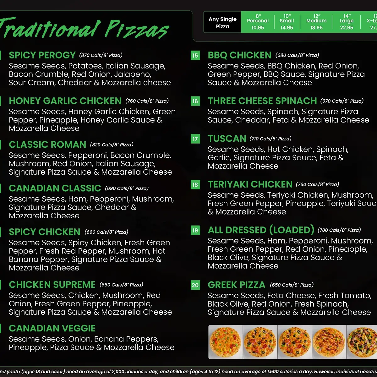 Menu, Red Swan Pizza - Brockville