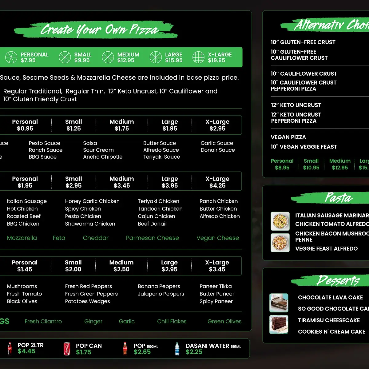 Menu, Red Swan Pizza - Brockville