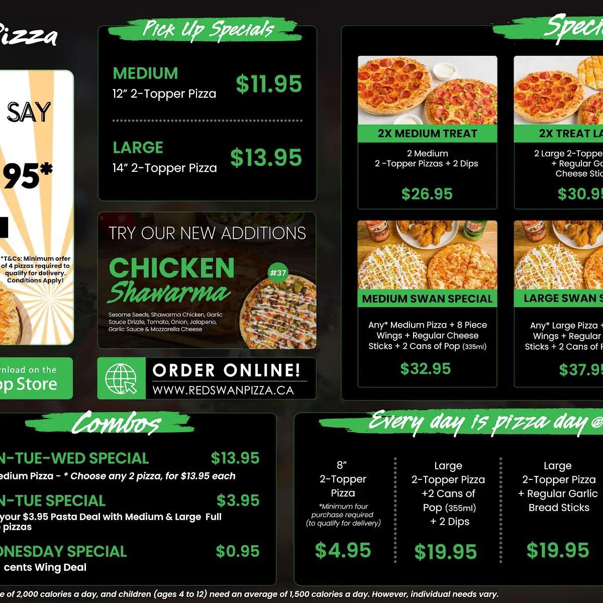 Menu, Red Swan Pizza - Brockville