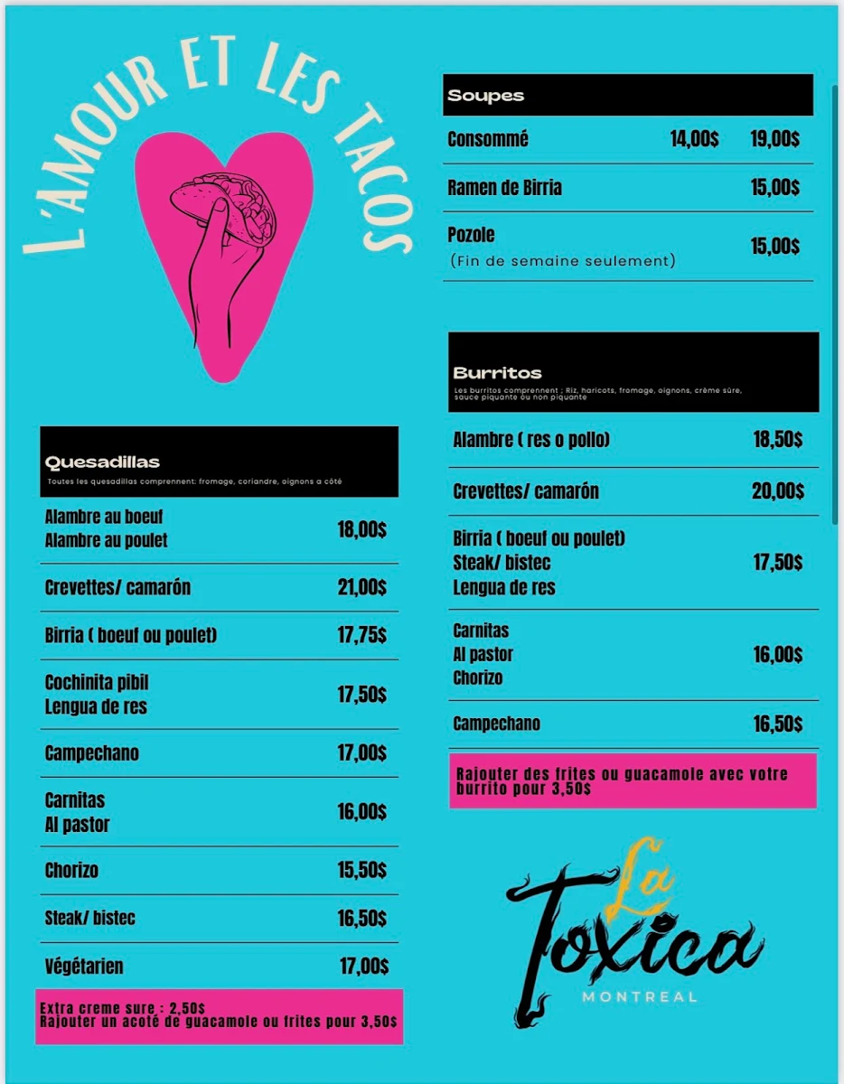 Menu, La Toxica