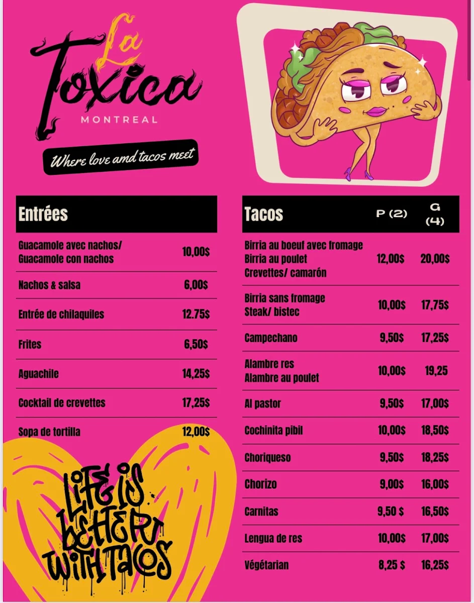 Menu, La Toxica