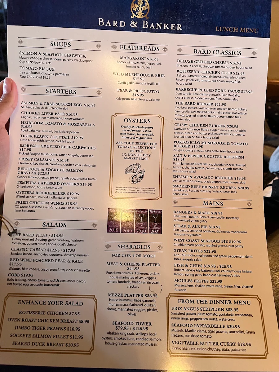 Menu, Bard & Banker