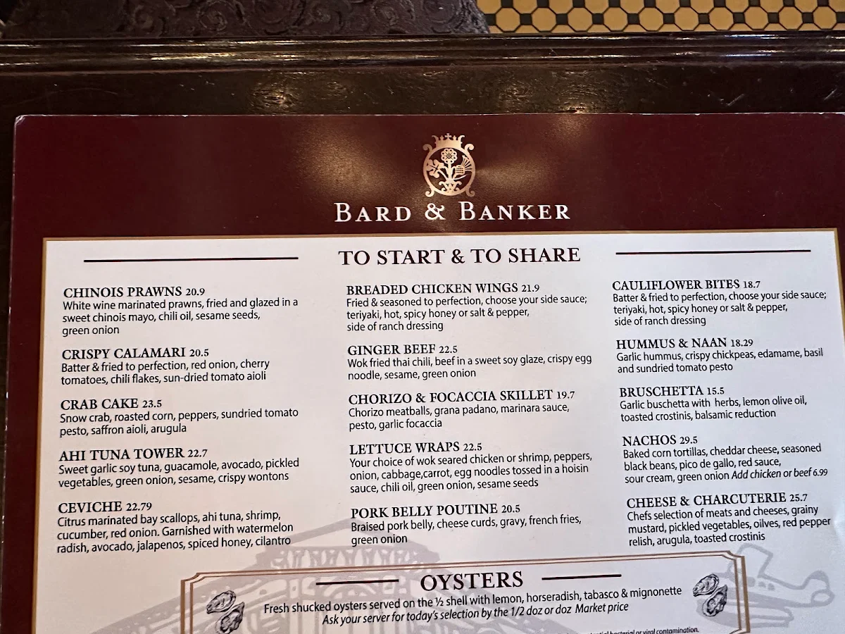 Menu, Bard & Banker