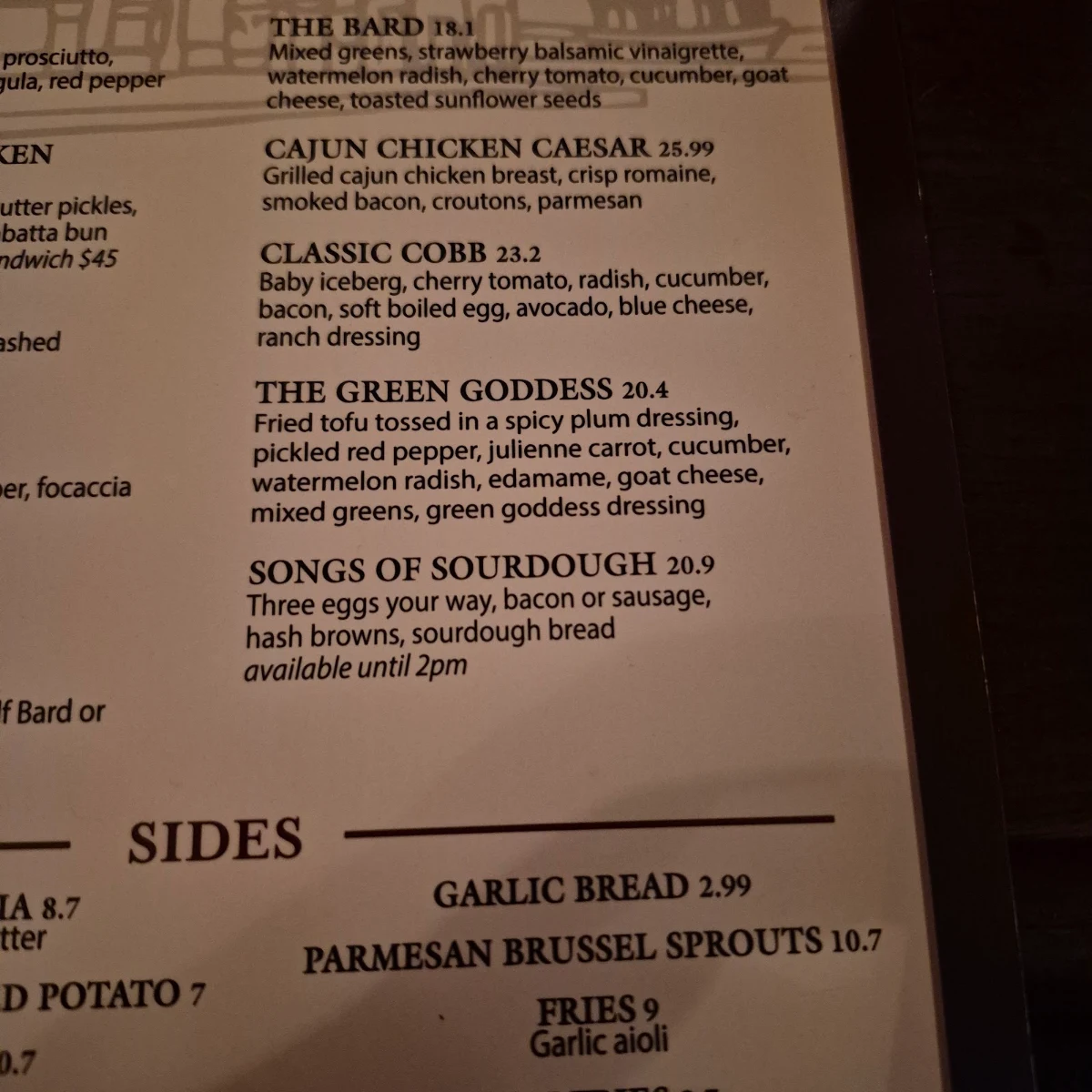 Menu, Bard & Banker