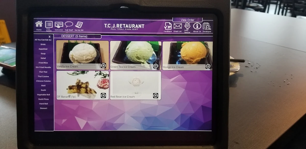 Menu, TCJ Restaurant