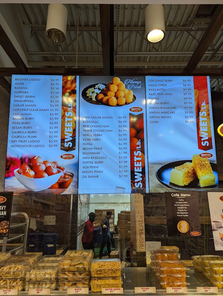 Menu, Samosa and Sweet Factory