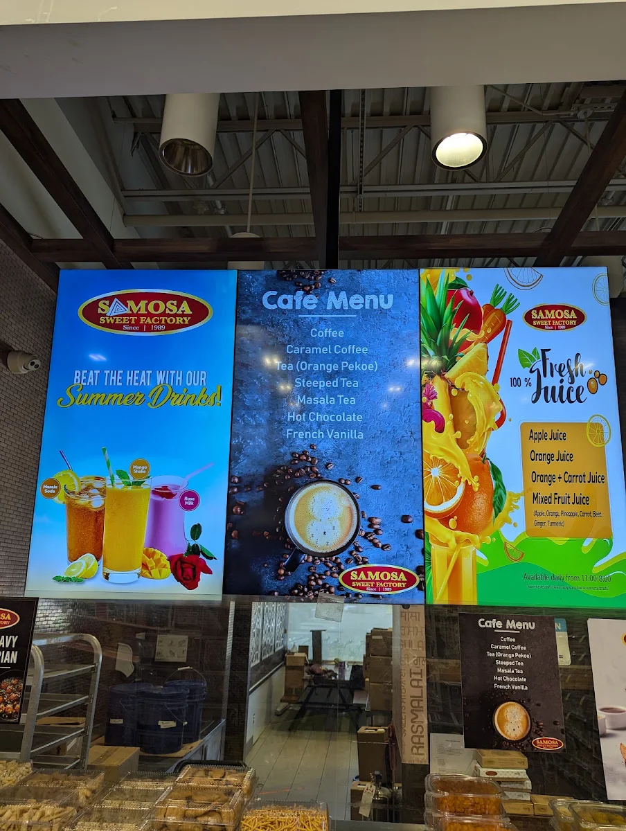 Menu, Samosa and Sweet Factory