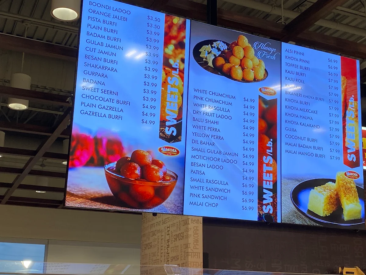 Menu, Samosa and Sweet Factory