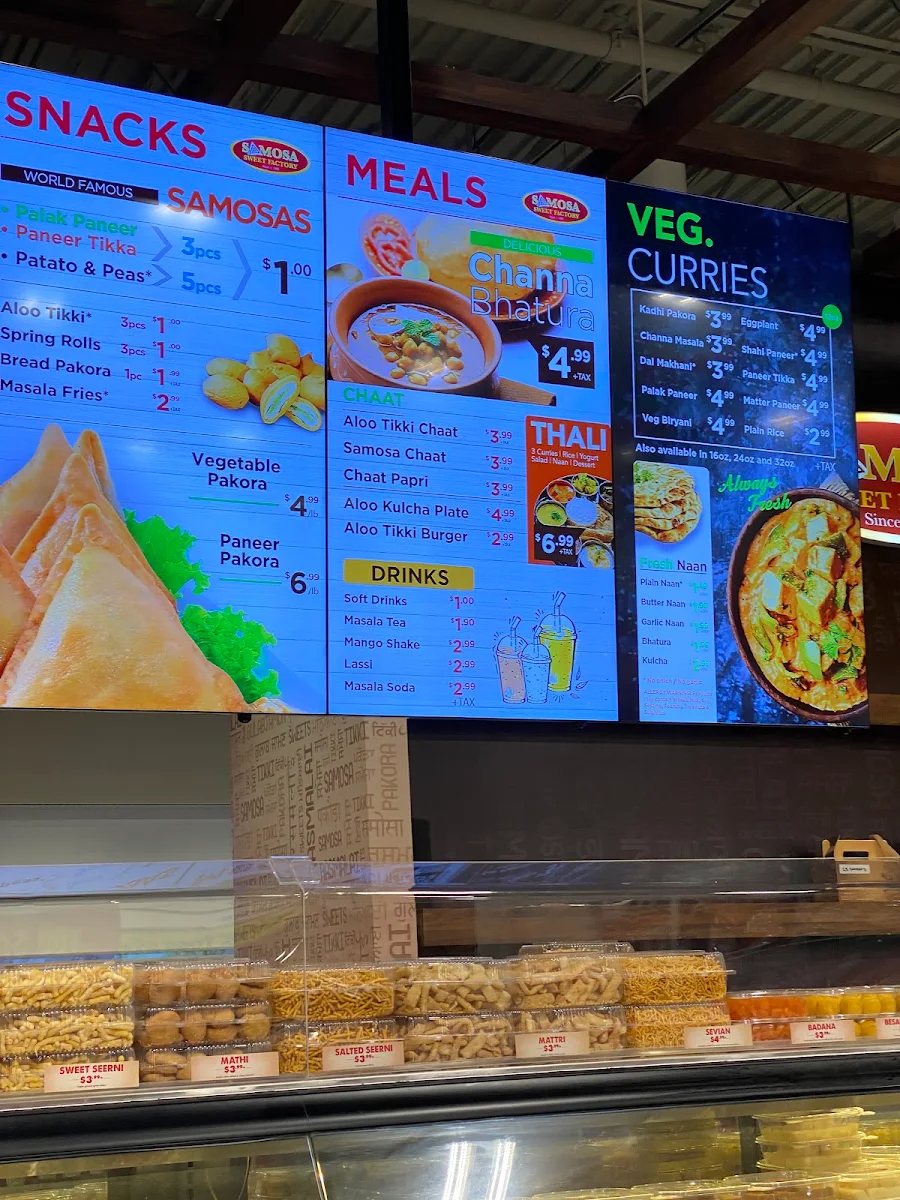 Menu, Samosa and Sweet Factory