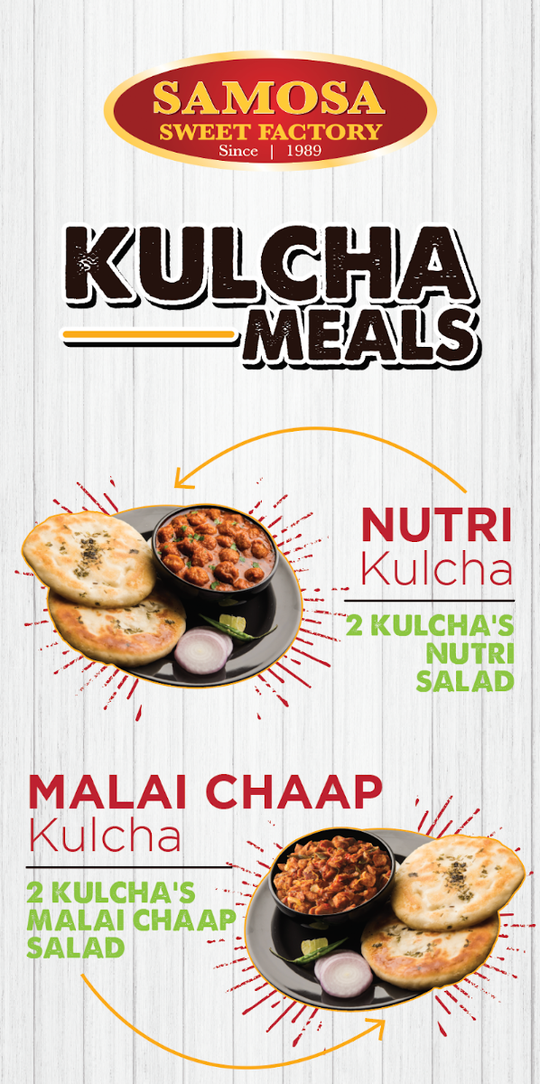 Menu, Samosa and Sweet Factory