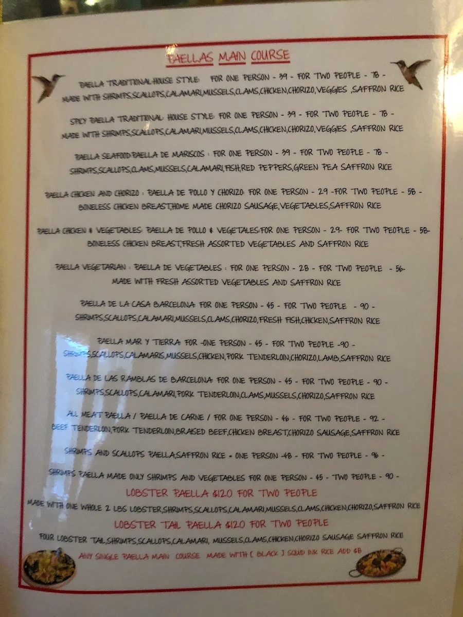 Menu, Casa Barcelona