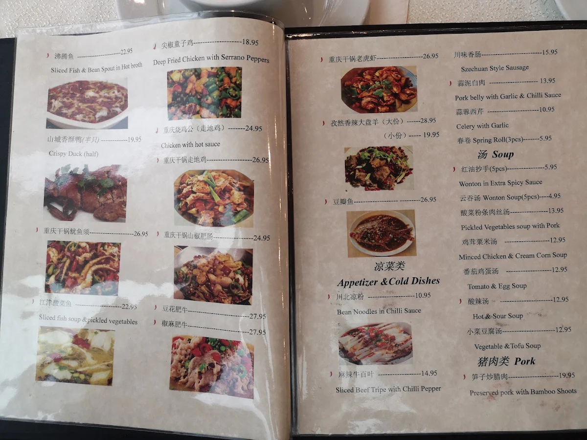 Menu, 味道重庆Don Asian Kitchen