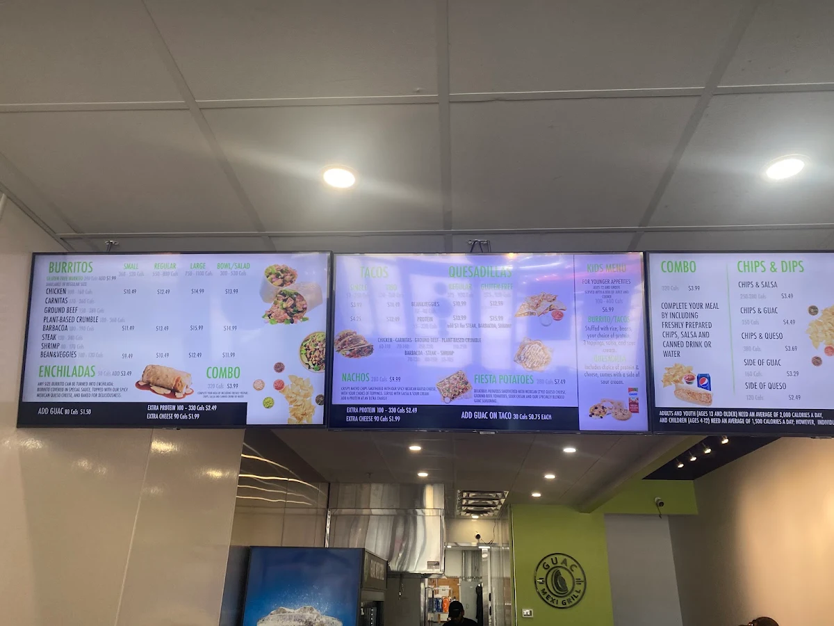 Menu, Guac Mexi Grill