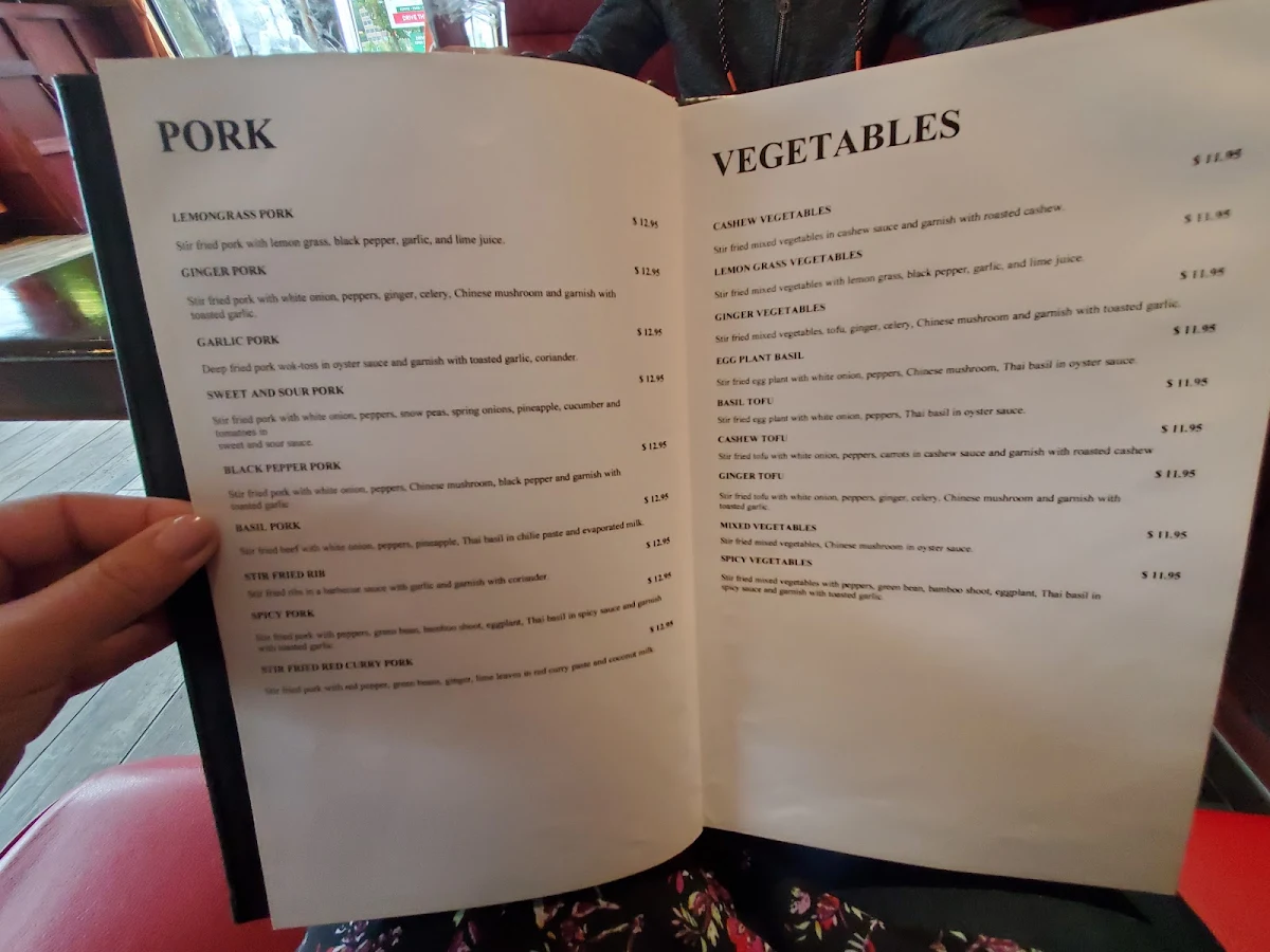 Menu, Cha Baa Thai Restaurant (Bedford)
