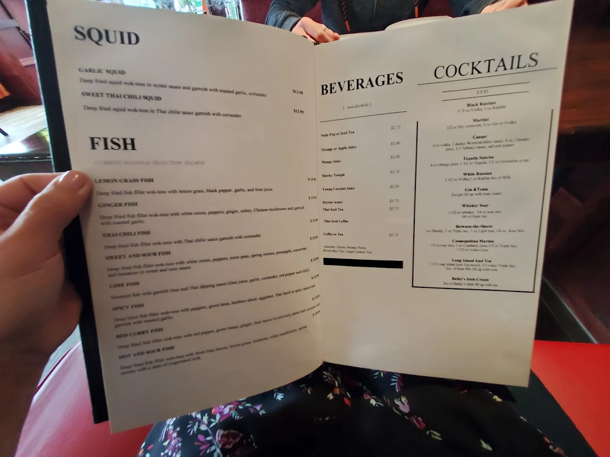 Menu, Cha Baa Thai Restaurant (Bedford)