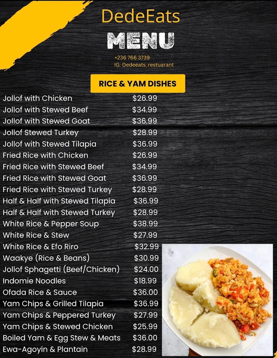 Menu, DedeEats