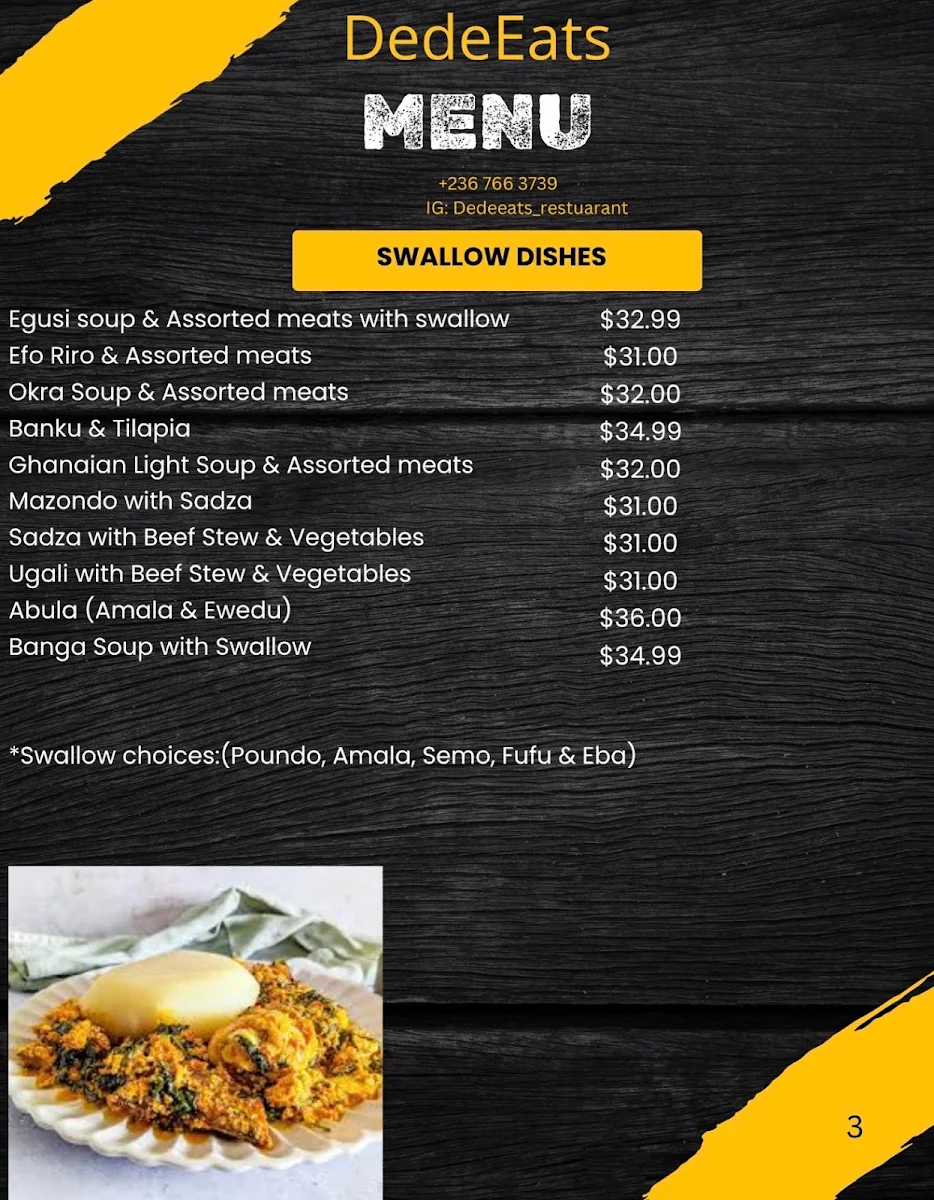 Menu, DedeEats