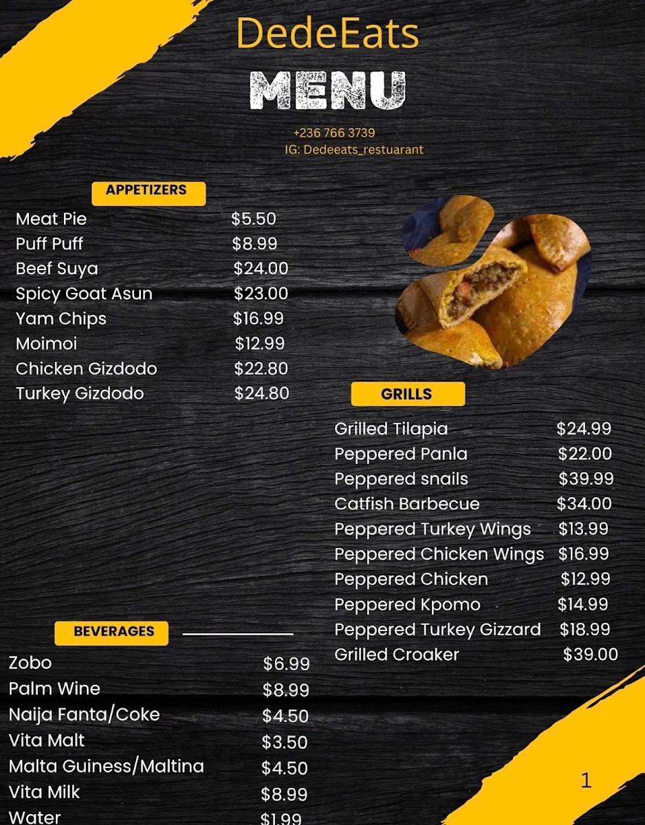 Menu, DedeEats