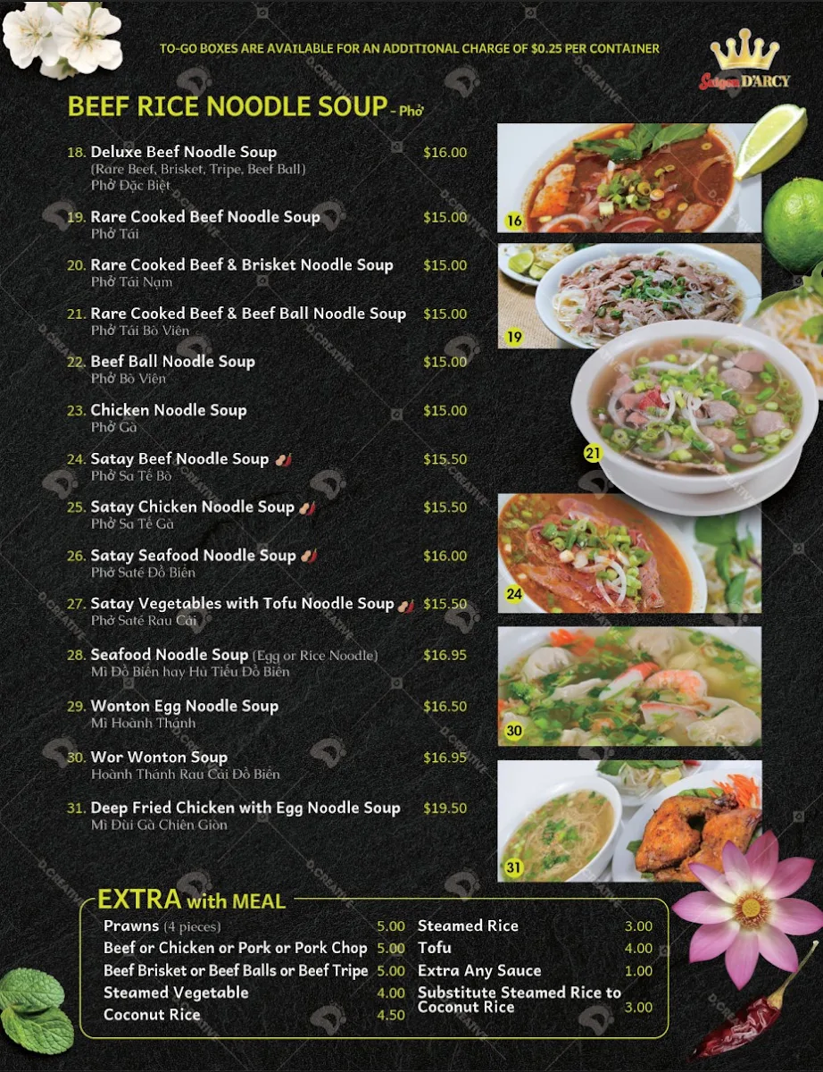 Menu, Saigon D’Arcy Vietnamese Kitchen