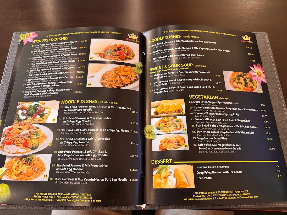 Menu, Saigon D’Arcy Vietnamese Kitchen
