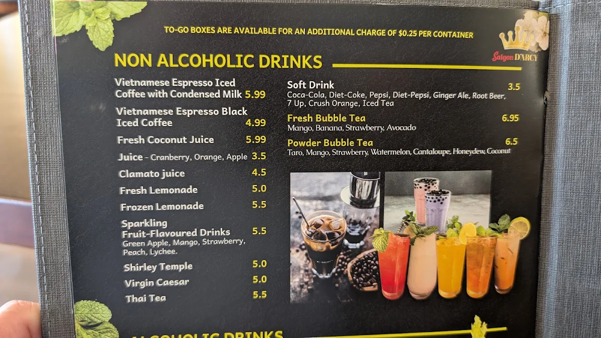 Menu, Saigon D’Arcy Vietnamese Kitchen