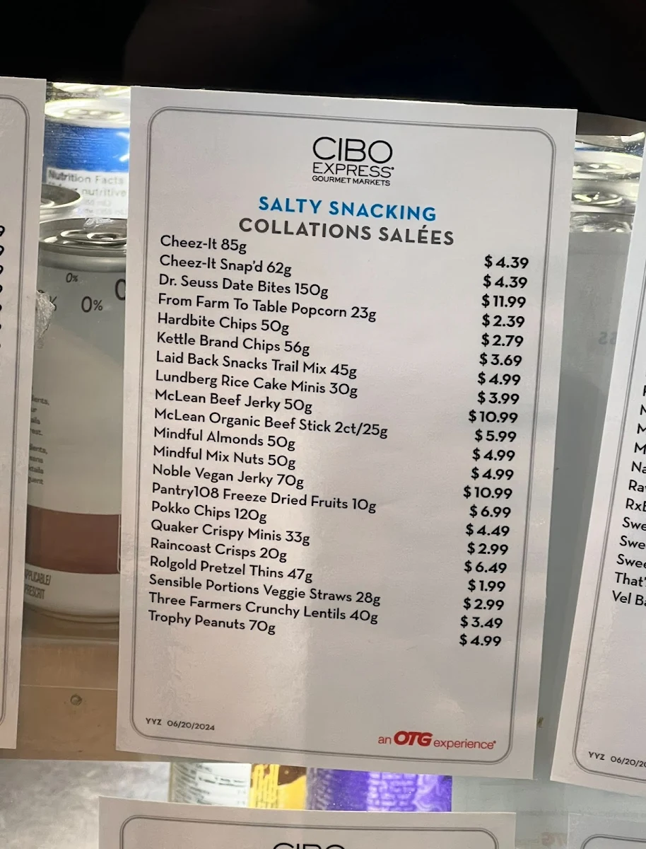 Menu, CIBO Express Gourmet Market