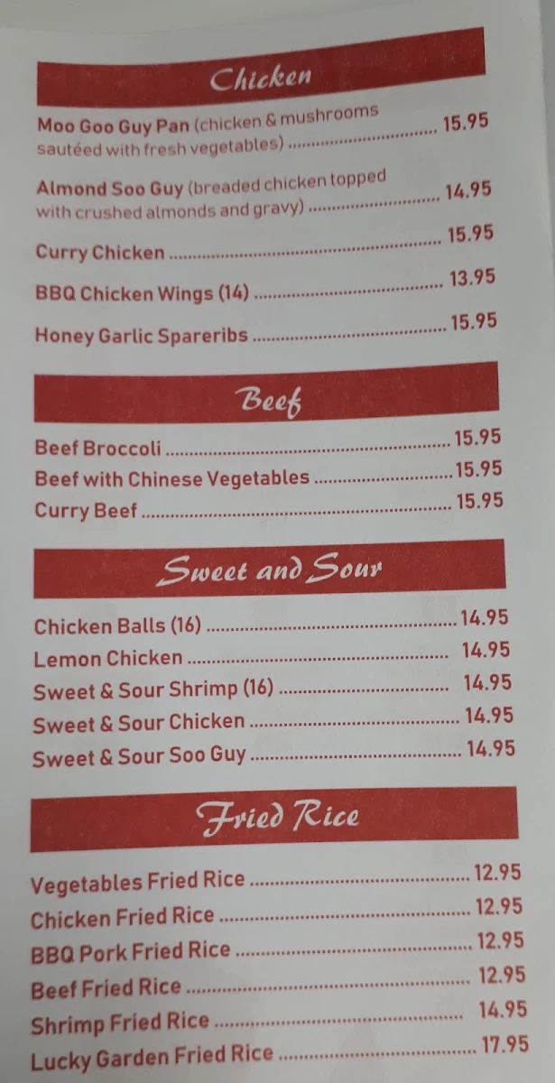 Menu, Lucky Garden | Chinese & Vietnamese Restaurant