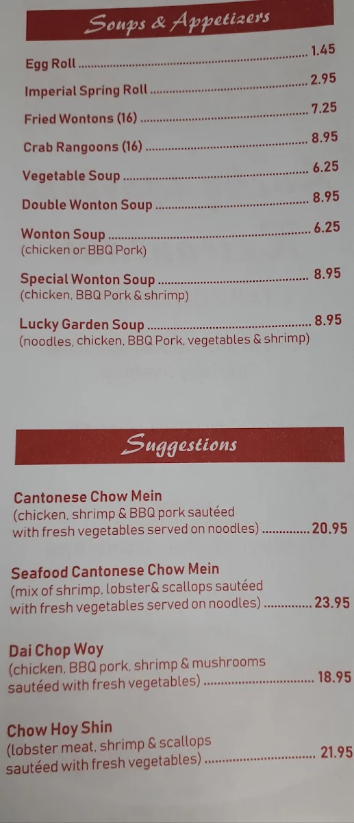 Menu, Lucky Garden | Chinese & Vietnamese Restaurant