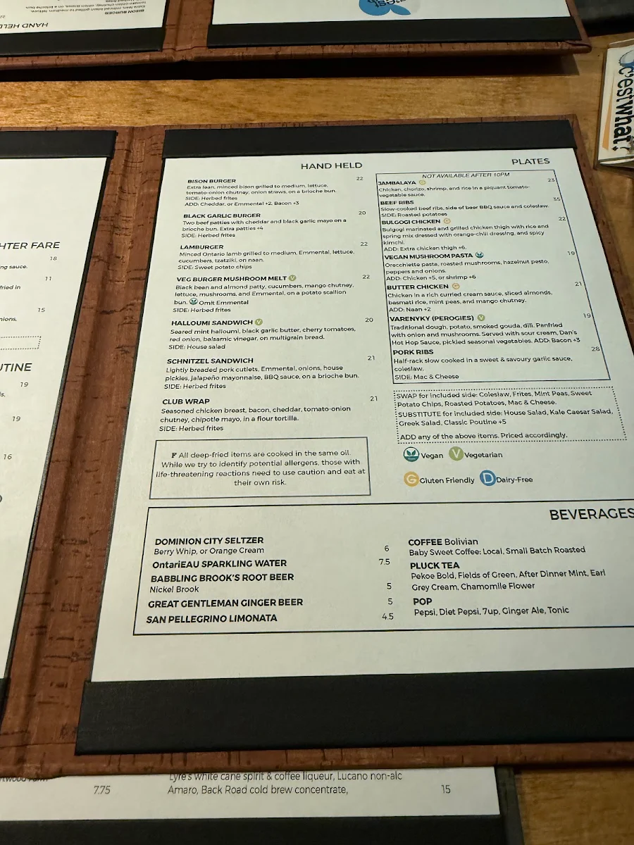 Menu, C’est What? Inc.
