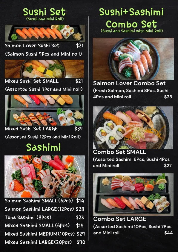 Menu, Kingdom Sushi Bar Springwood