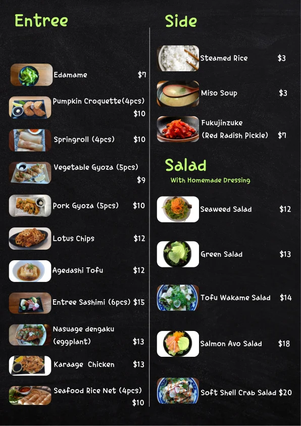 Menu, Kingdom Sushi Bar Springwood