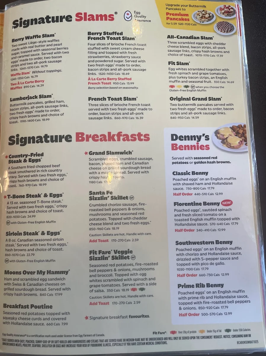 Menu, Denny's Restaurant Crossroads