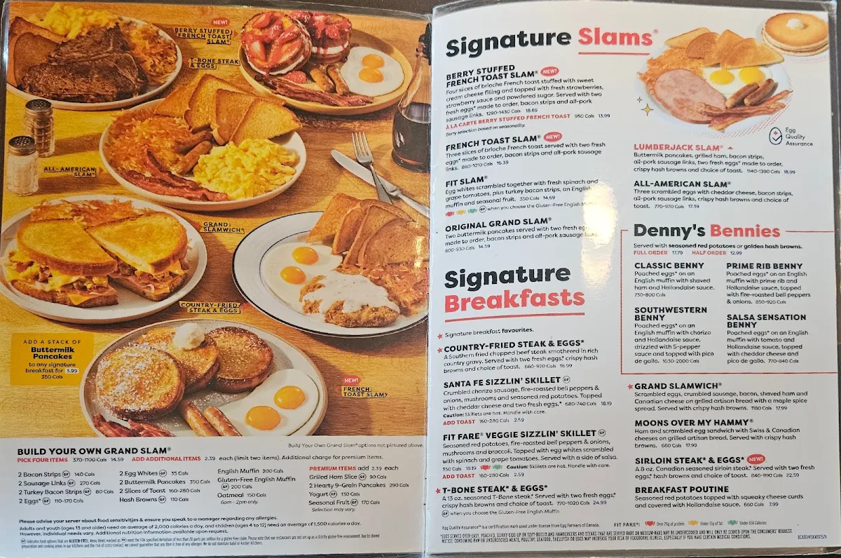 Menu, Denny's Restaurant Crossroads