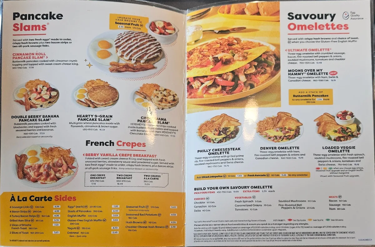 Menu, Denny's Restaurant Crossroads