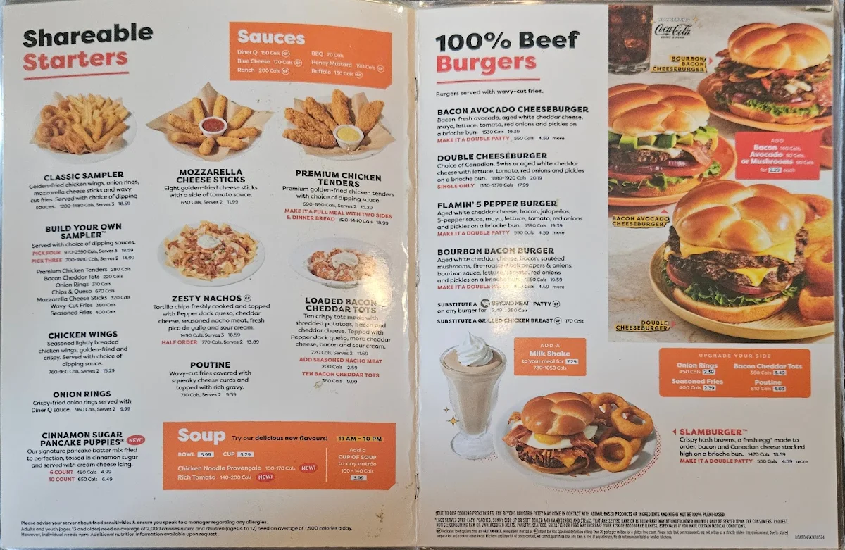 Menu, Denny's Restaurant Crossroads