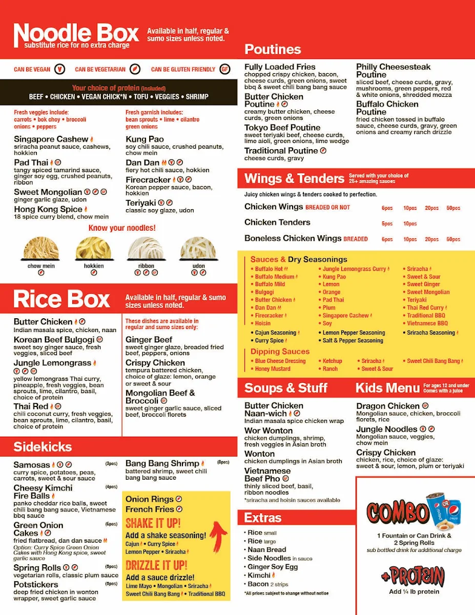 Menu, Wok Box