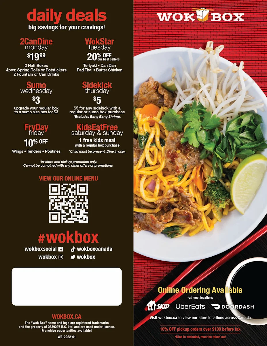 Menu, Wok Box