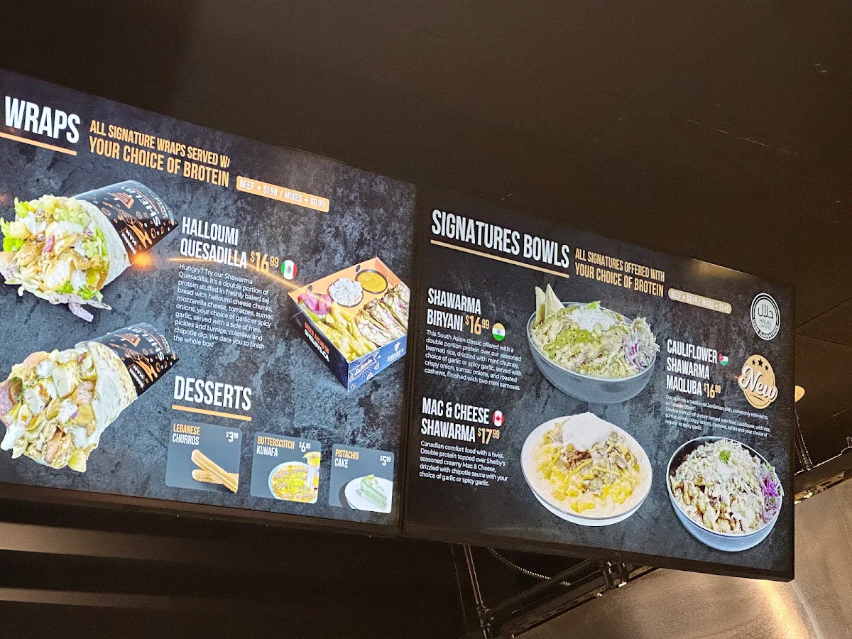 Menu, Shelby's Legendary Shawarma