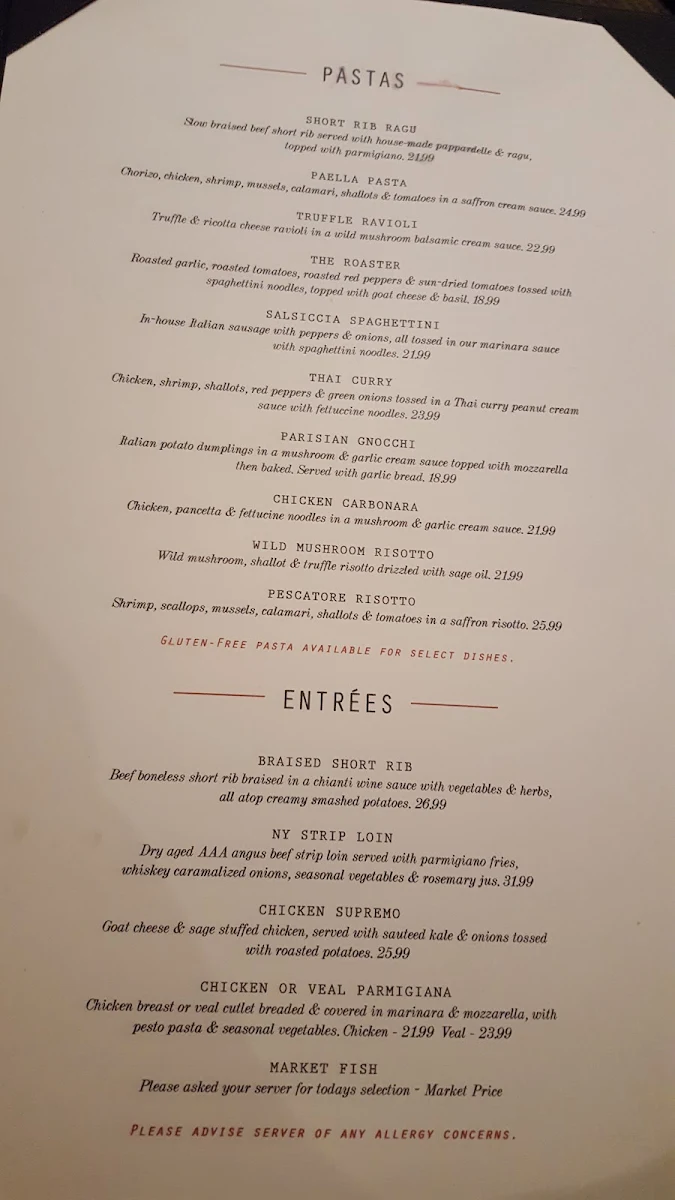 Menu, Lilly's Italian Eatery