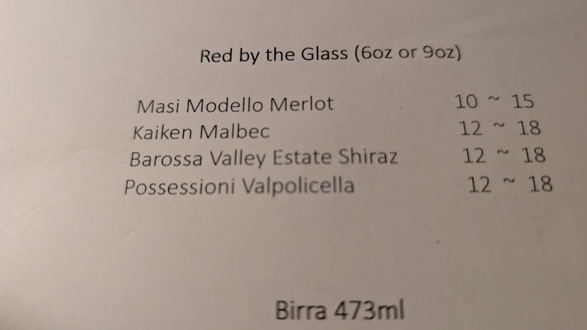 Menu, Lilly's Italian Eatery