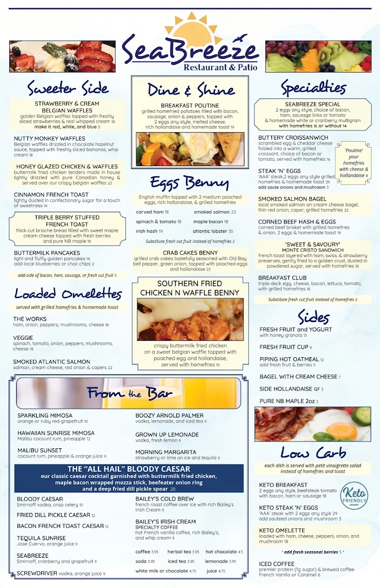 Menu, SeaBreeze Restaurant & Patio