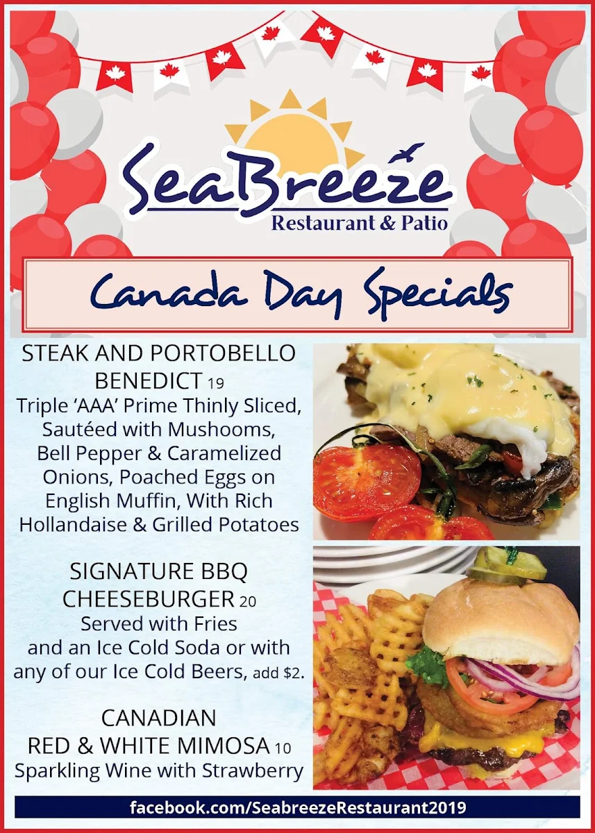 Menu, SeaBreeze Restaurant & Patio
