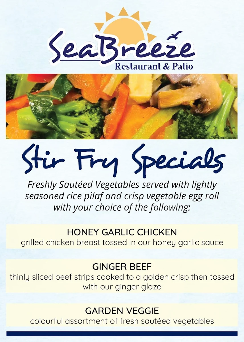 Menu, SeaBreeze Restaurant & Patio