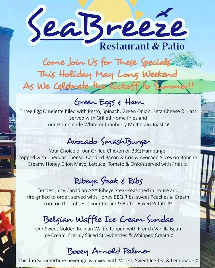 Menu, SeaBreeze Restaurant & Patio