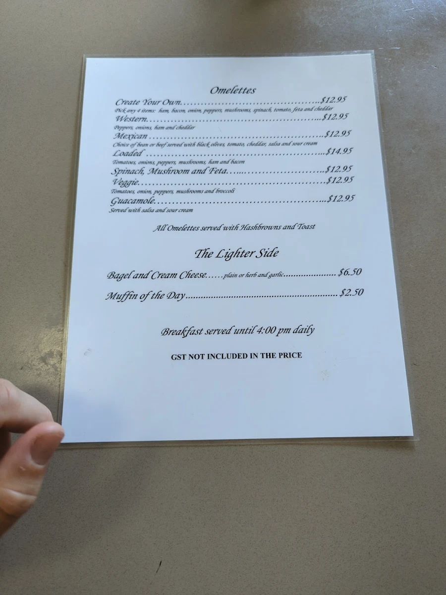 Menu, Harold Street Cafe