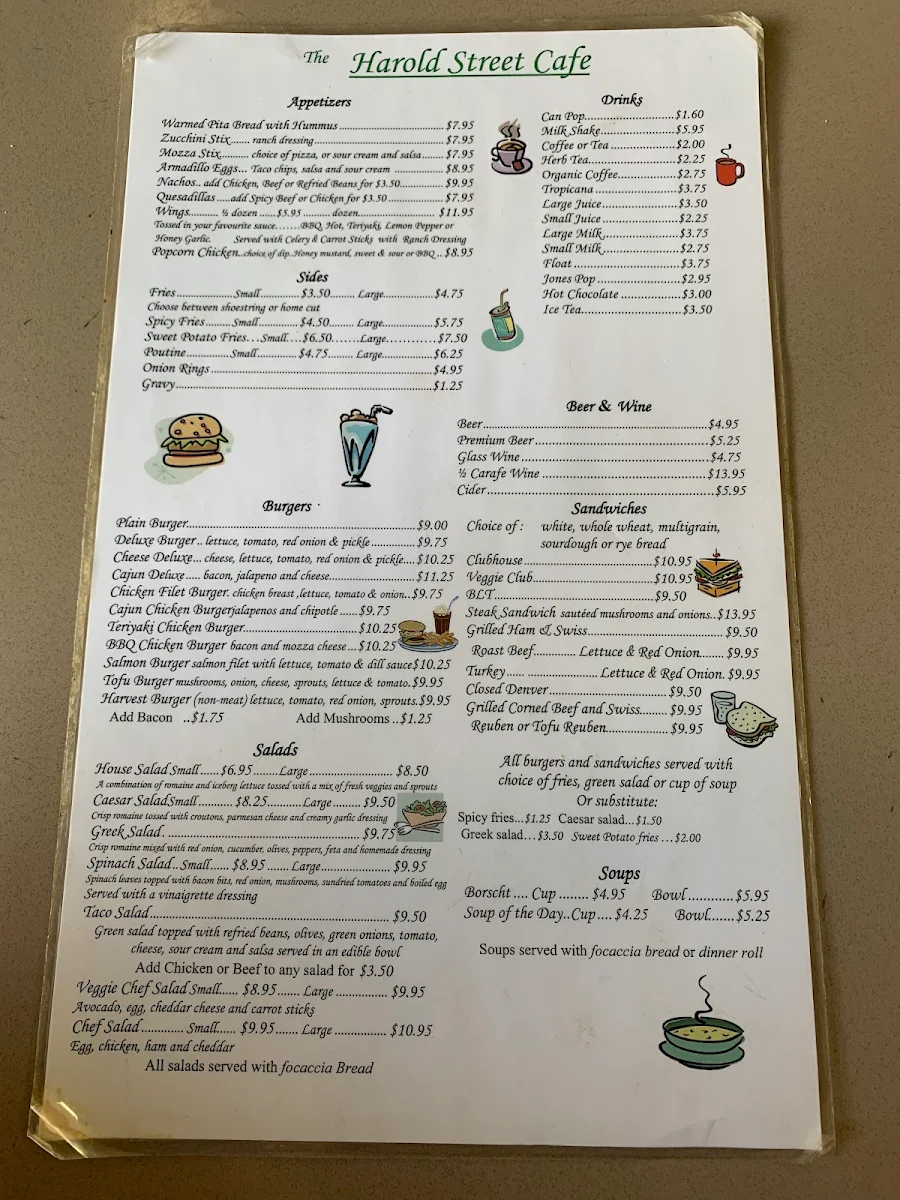 Menu, Harold Street Cafe