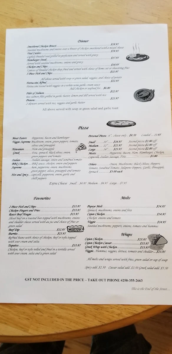 Menu, Harold Street Cafe
