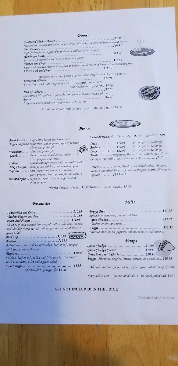 Menu, Harold Street Cafe