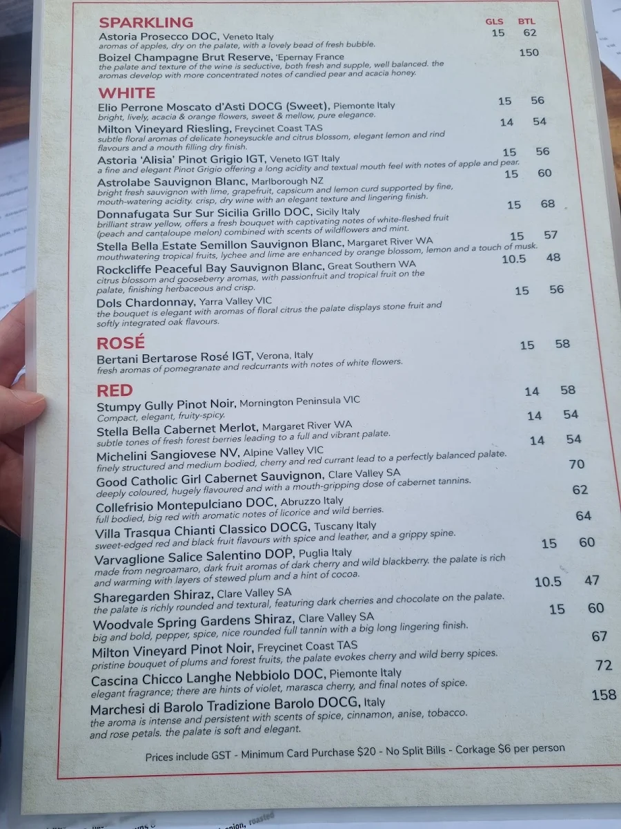 Menu, University Cafe