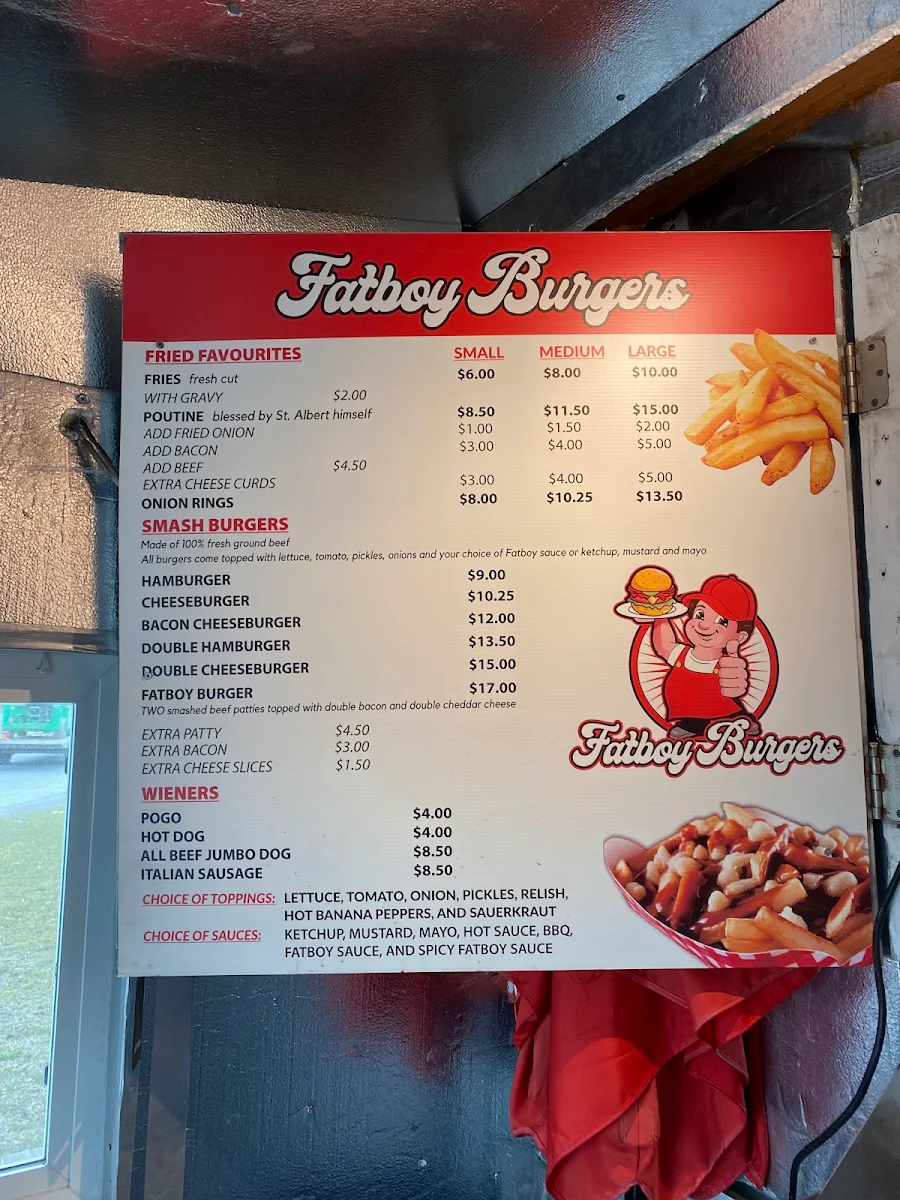 Menu, Fatboy Burgers